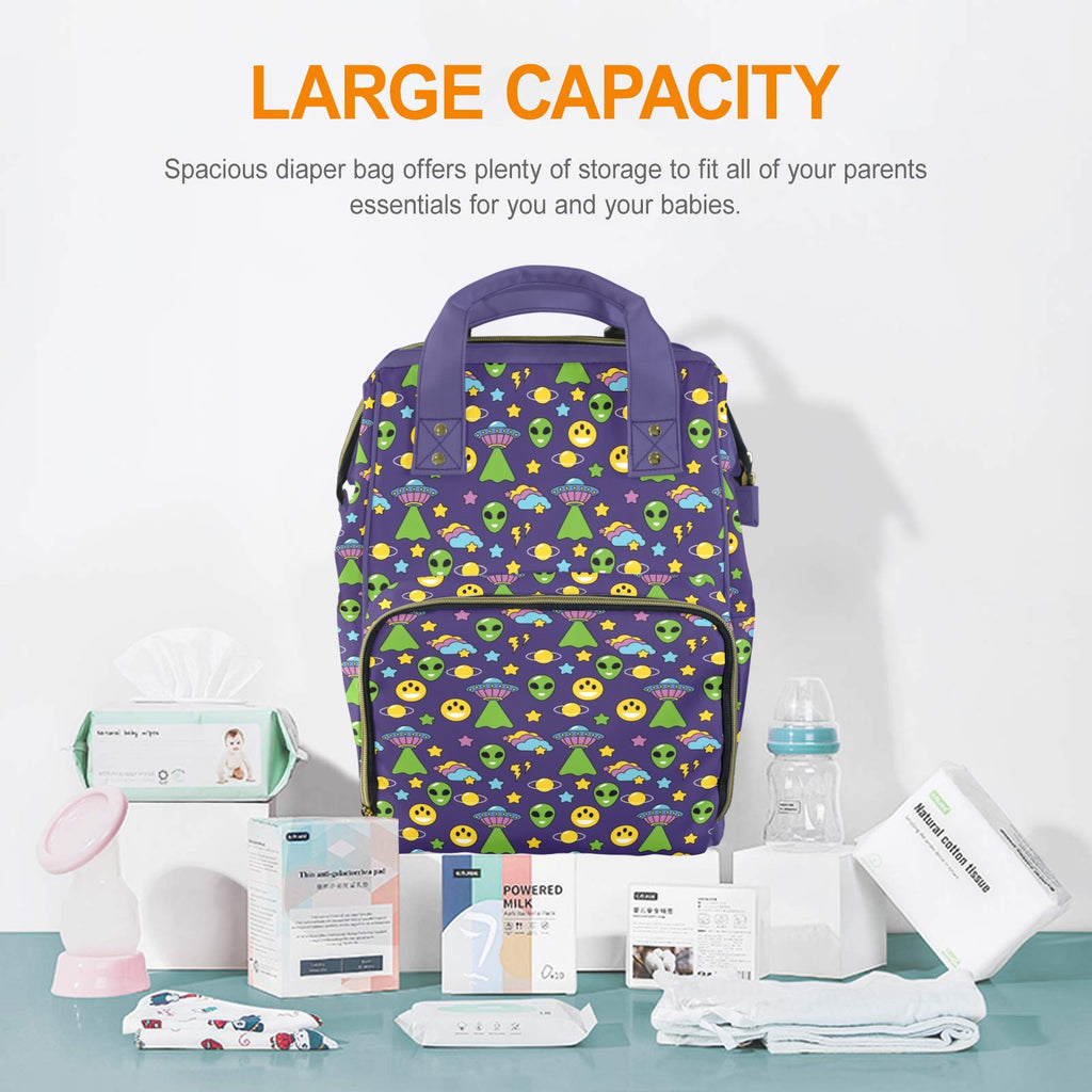 Groovy Alien And UFO Multi-Function Backpack, Nappy / Diaper Bag Multi-function Backpack, Nappy / Diaper Bag Printed Offshore Sci Fi