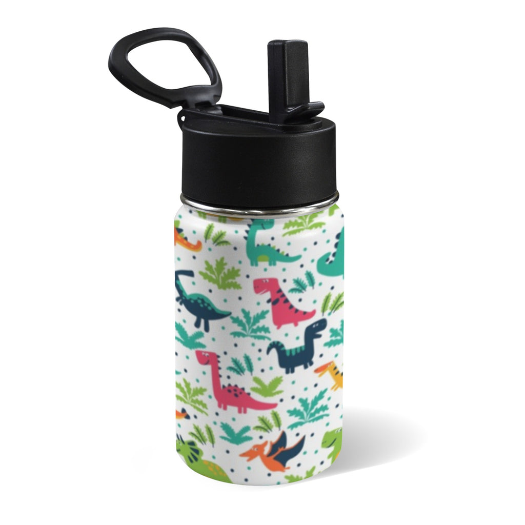 Cute Cartoon Dinosaur 12oz Kids Water Bottle with Straw Lid