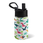 Cute Cartoon Dinosaur 12oz Kids Water Bottle with Straw Lid