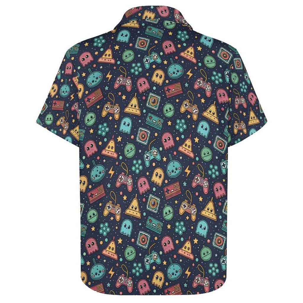 Video Arcade Women's Short-Sleeve Button Up Shirt Women's Short-Sleeve Button Up Shirt Games Printed Offshore Retro