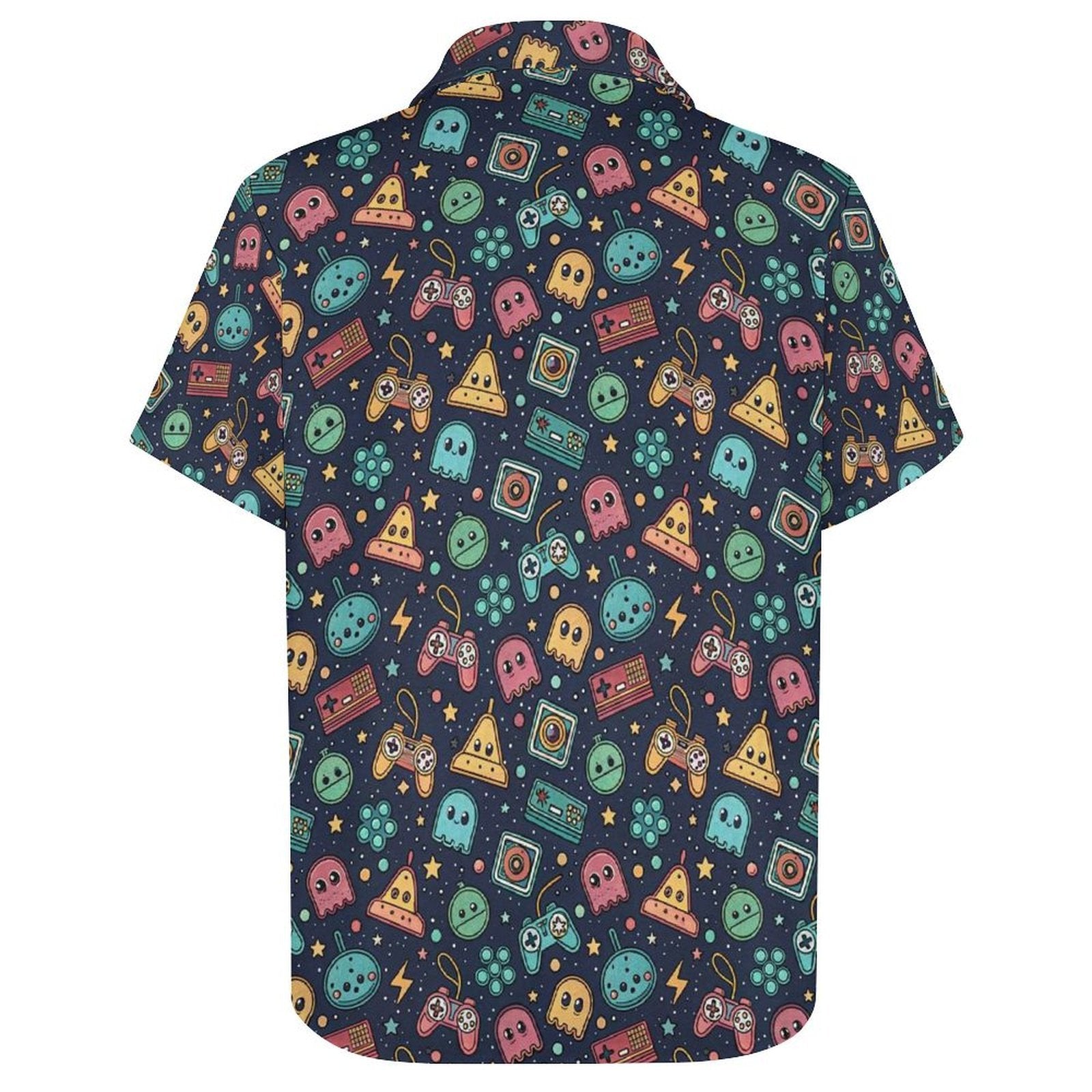Video Arcade Women's Short-Sleeve Button Up Shirt Women's Short-Sleeve Button Up Shirt Games Printed Offshore Retro