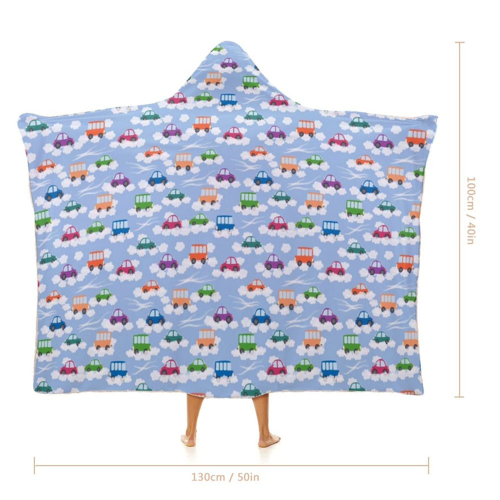 Colourful Cars Kids Hooded Blanket 100cm x 130cm