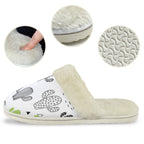 Cactus In Black And White Men's Fur Trim Thick-Sole Indoor Slippers Men's Fur Trimmed Slippers Plants Printed Offshore