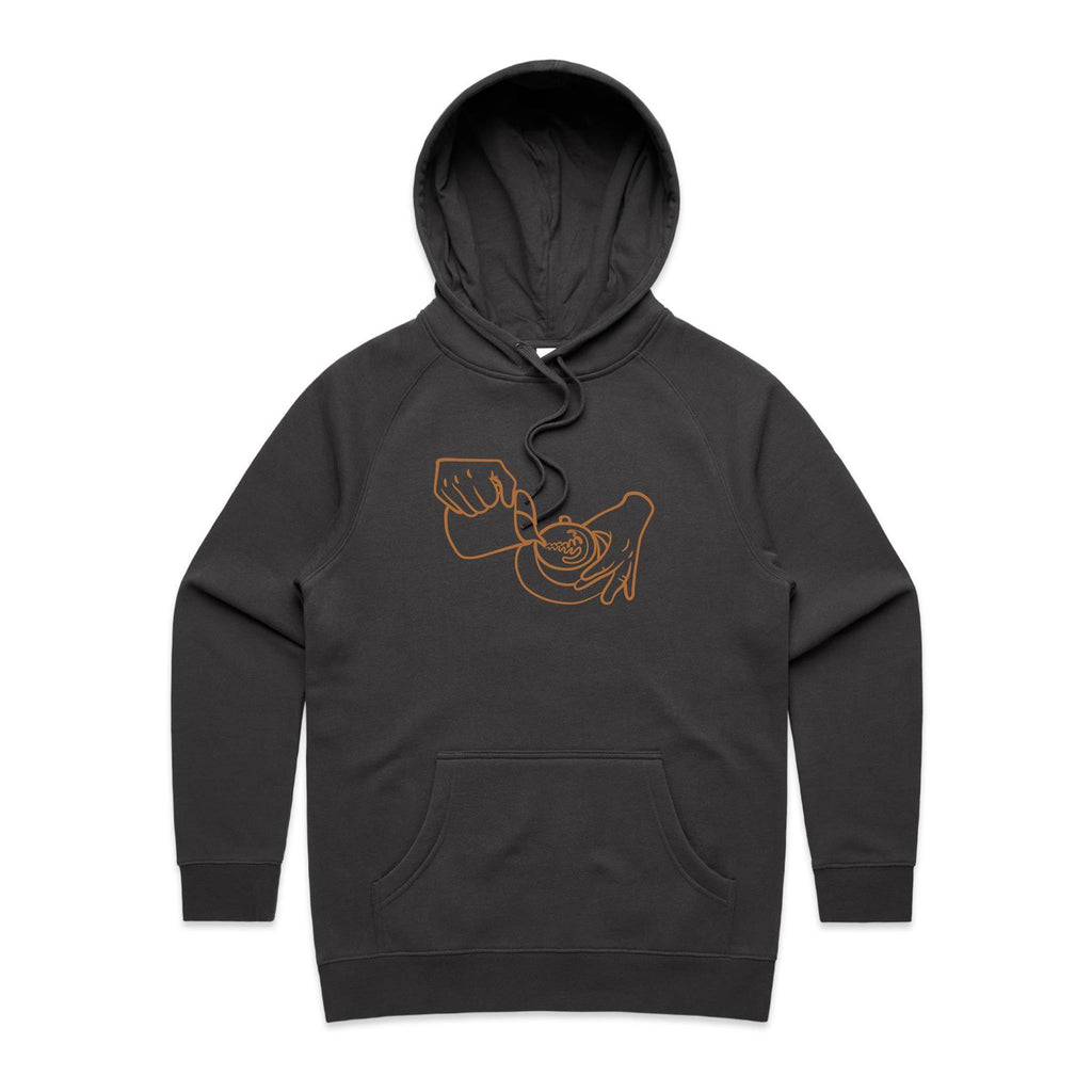 Barista - Womens Hoodie Coal Womens Hoodie Coffee Printed In Australia