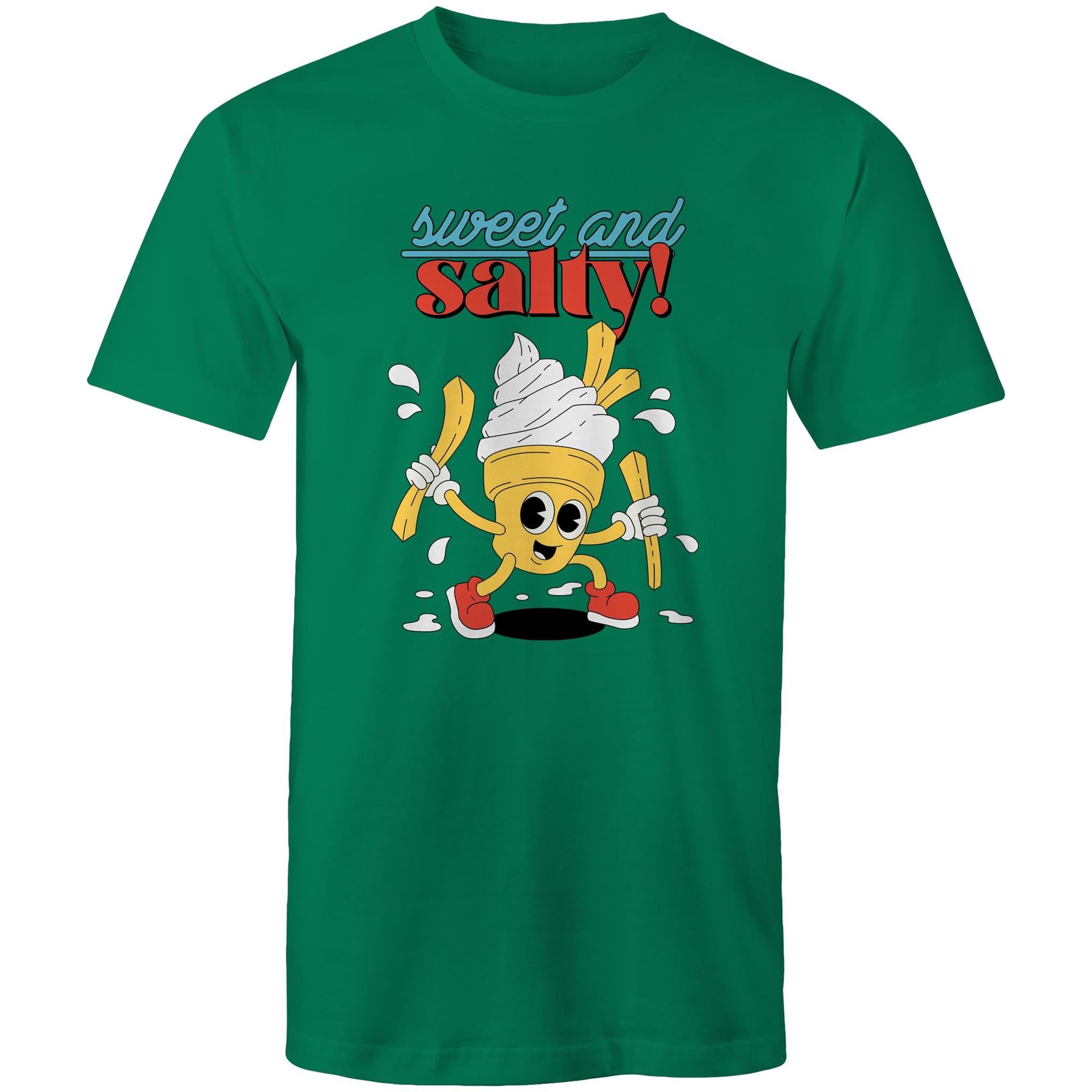 Sweet And Salty, Ice Cream And Fries - Mens T-Shirt Kelly Green Mens T-shirt Food Printed In Australia