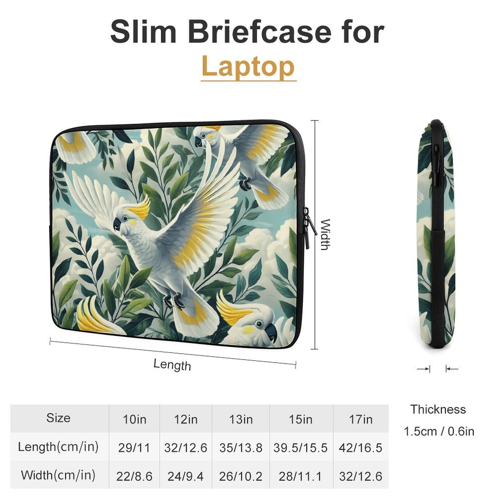Cockatoo - Laptop Sleeve (Multiple Sizes)