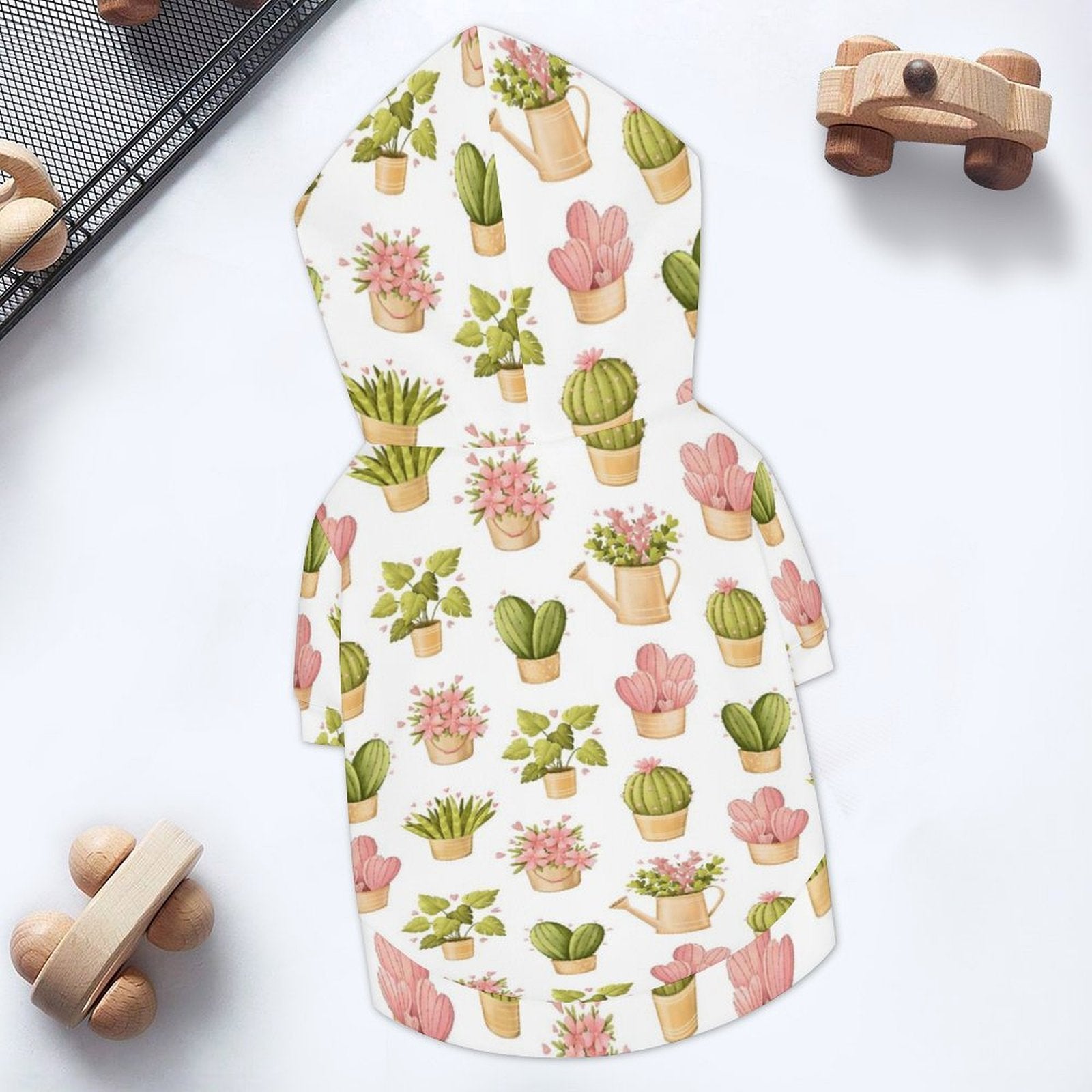 Cactus Pots And Flowers Pet Hoodie (Small Size)