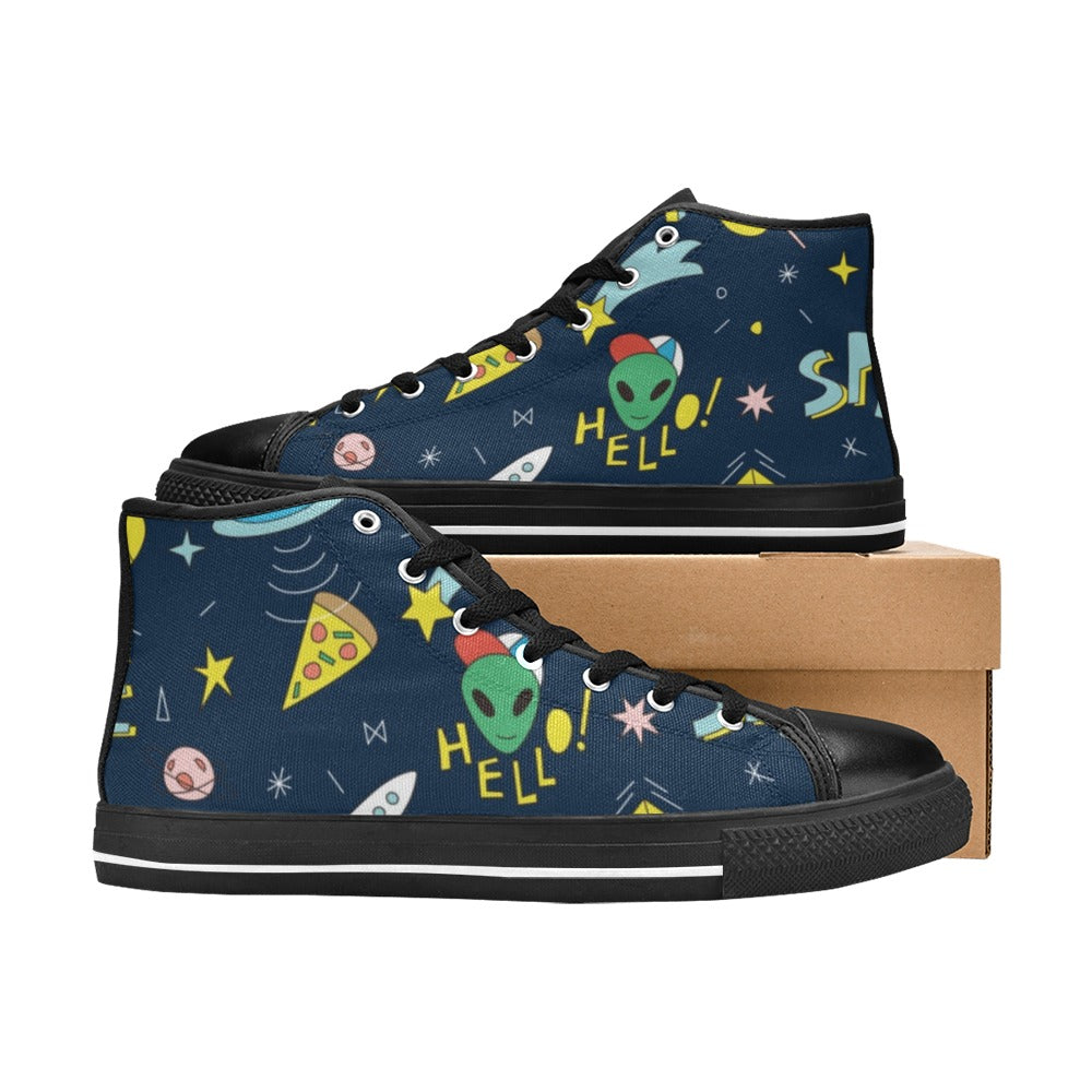 Hello Alien - Women's High Top Canvas Shoes