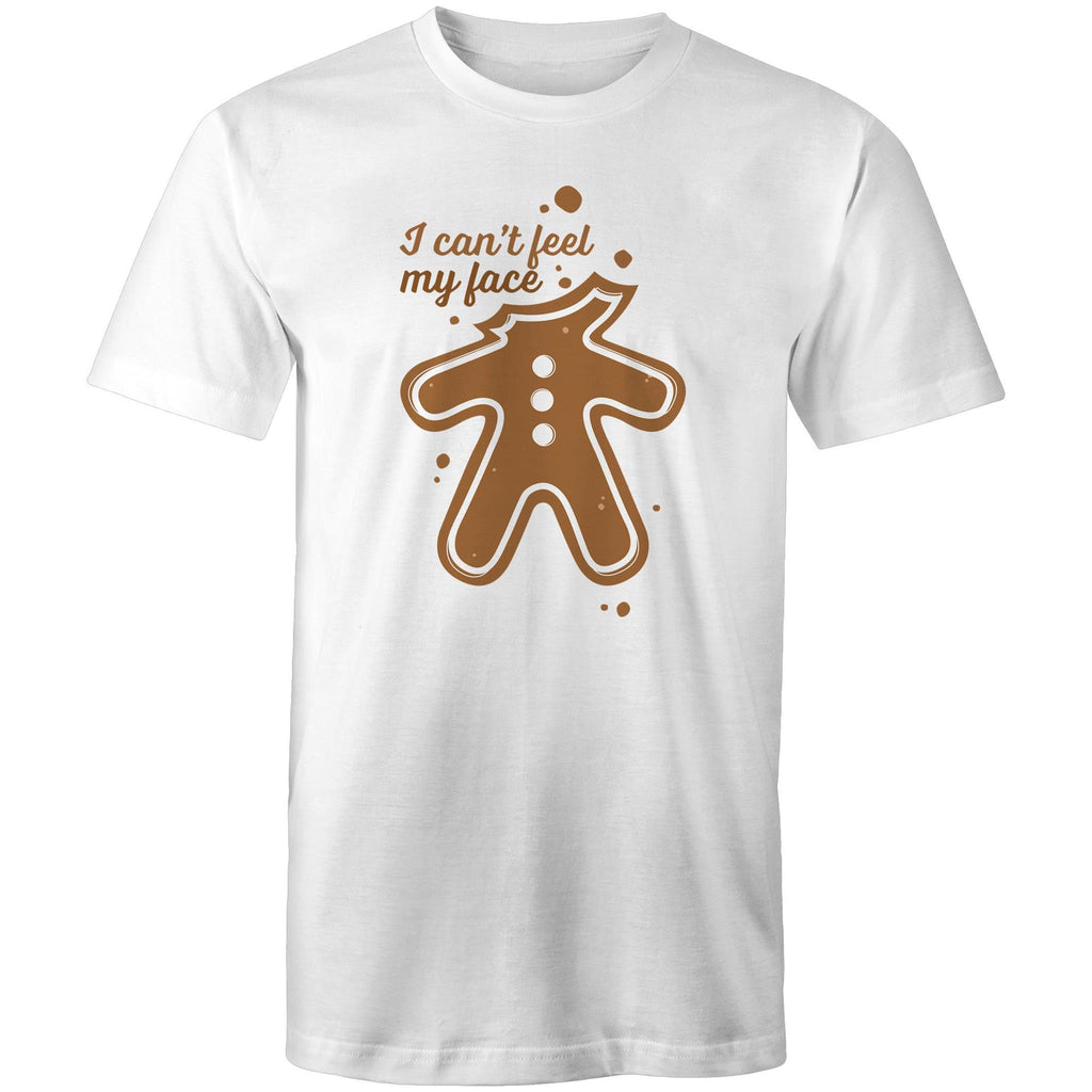 Gingerbread, I Can't Feel My Face - Mens T-Shirt White Mens Christmas T-shirt Christmas Printed In Australia