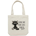 Living That Nine Lives Kind Of Tired, Frazzled Cat Canvas Tote Bag Default Title Tote Bag animal Coffee Printed In Australia