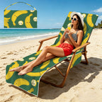 Happy Bananas Beach Chair Towel Cover with Side Pockets