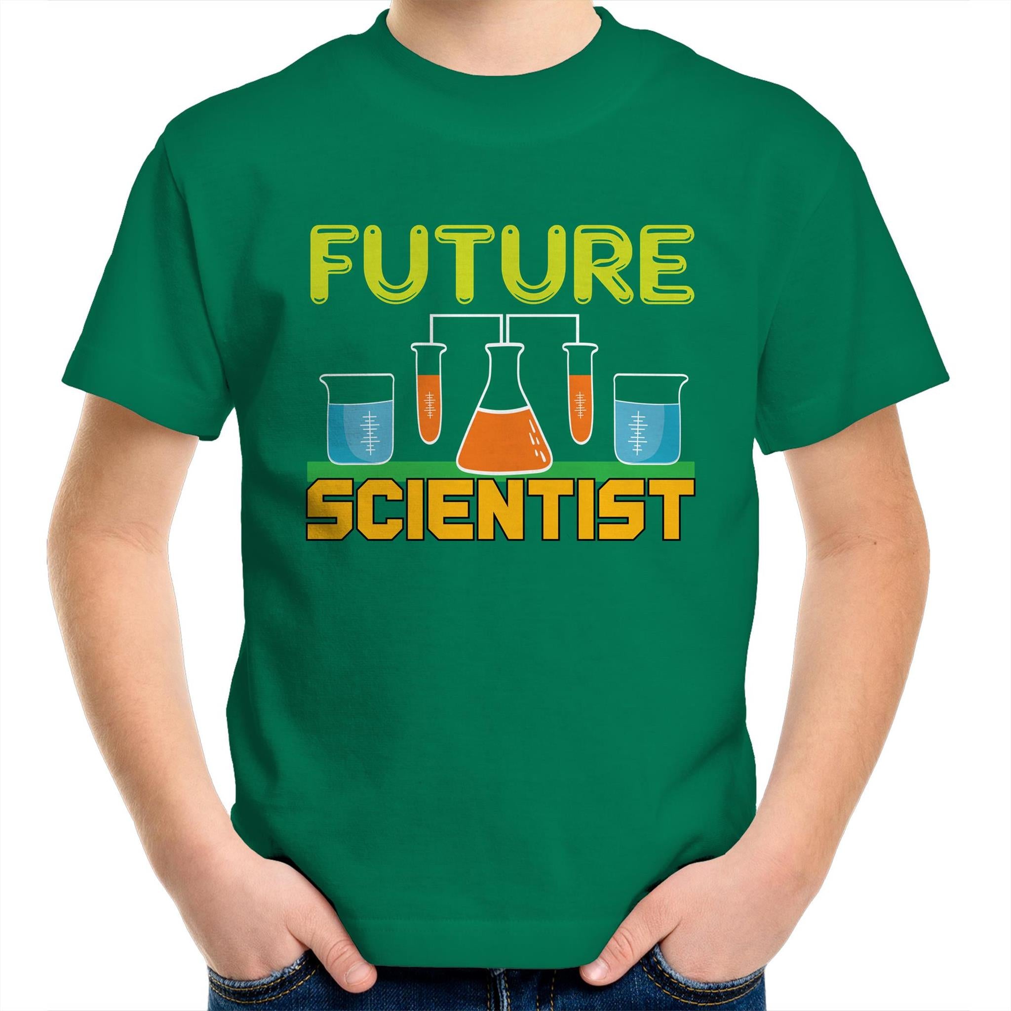 Future Scientist - Kids Youth T-Shirt Kelly Green Kids Youth T-shirt Printed In Australia Science