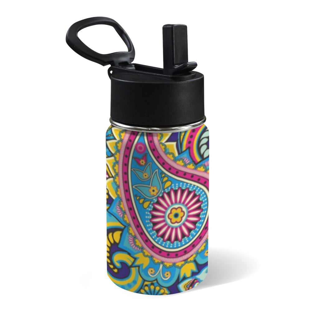 Bright Paisley 12oz Kids Water Bottle with Straw Lid
