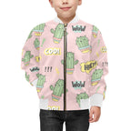 Cool Cat Cactus Kids Bomber Jacket Kids Bomber Jacket Plants Printed Offshore