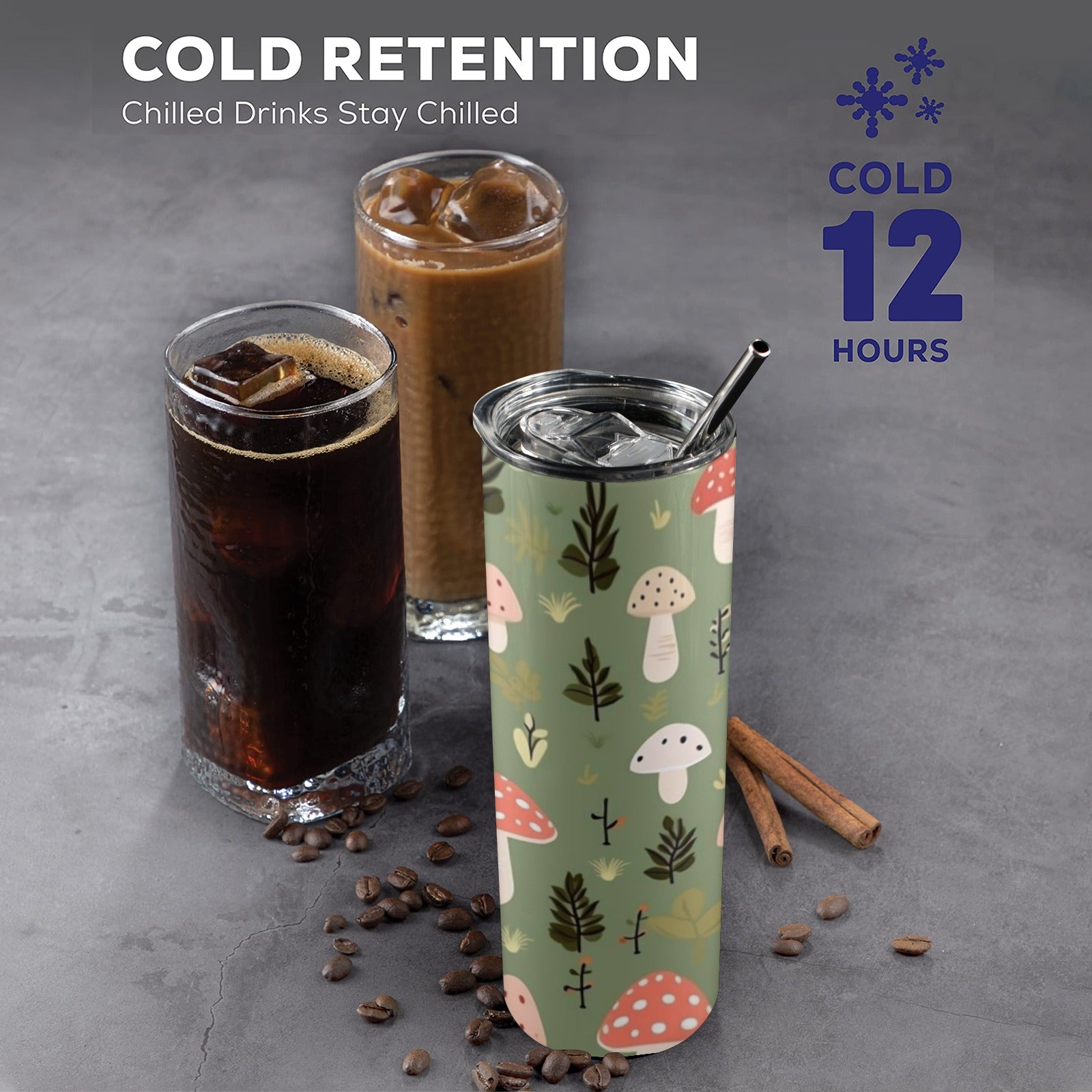 Toadstools - 20oz Tall Skinny Tumbler with Lid and Straw