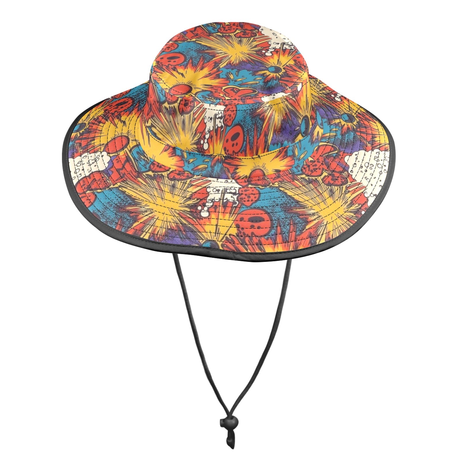 Comic Book Explosions Wide Brim Bucket Hat Wide Brim Bucket Hat comic Printed Offshore
