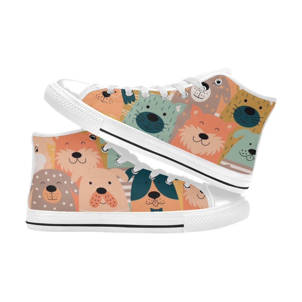 Lots Of Dogs - Kids High Top Canvas Shoes