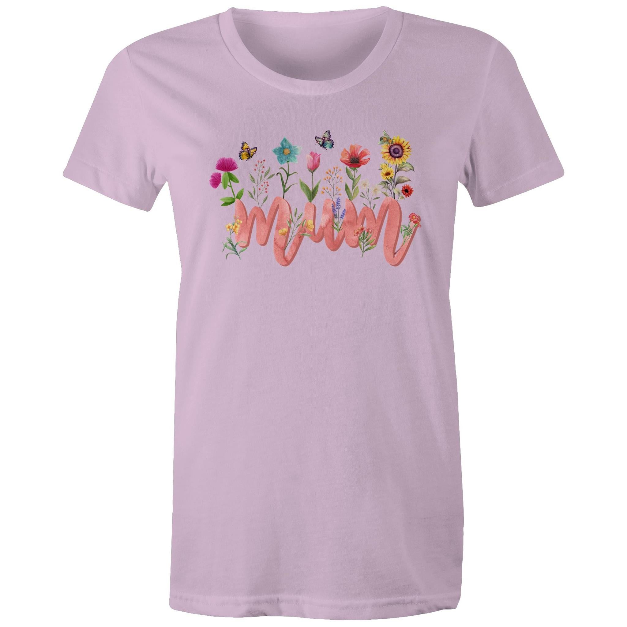 Mum, Flowers And Butterflies - Womens T-shirt