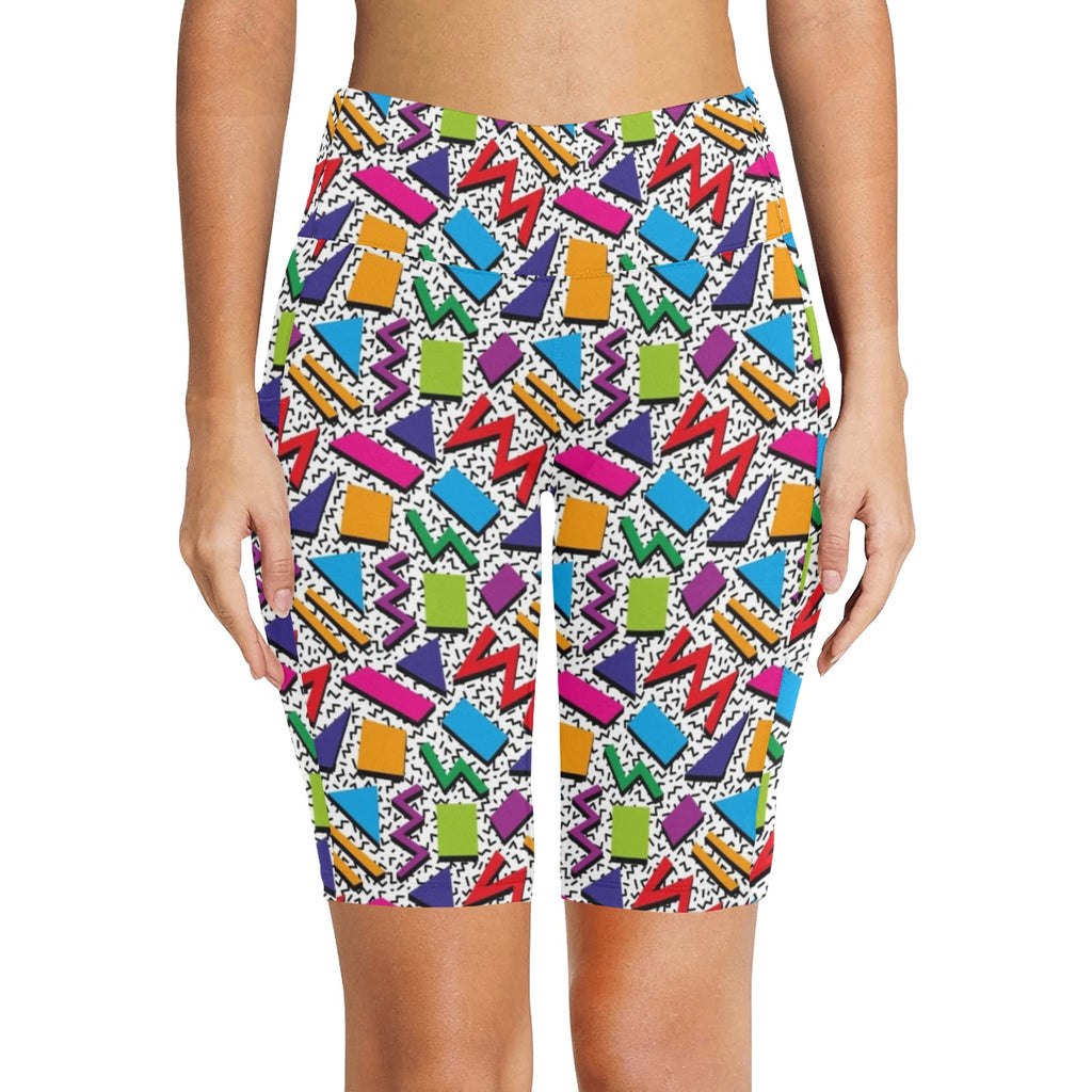 Graphic 80's Women's Bike Shorts With Side Pockets