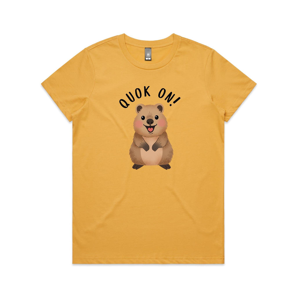 Quokka, Quok On Women's AS Colour T-shirt Mustard Womens T-shirt animal Printed In Australia