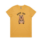 Quokka, Quok On Women's AS Colour T-shirt Mustard Womens T-shirt animal Printed In Australia