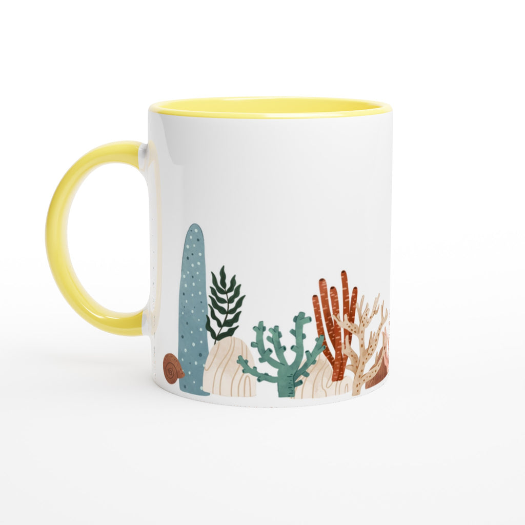 Coral Garden - White 11oz Ceramic Mug with Colour Inside Ceramic Yellow Colour 11oz Mug Environment Globally Fulfilled
