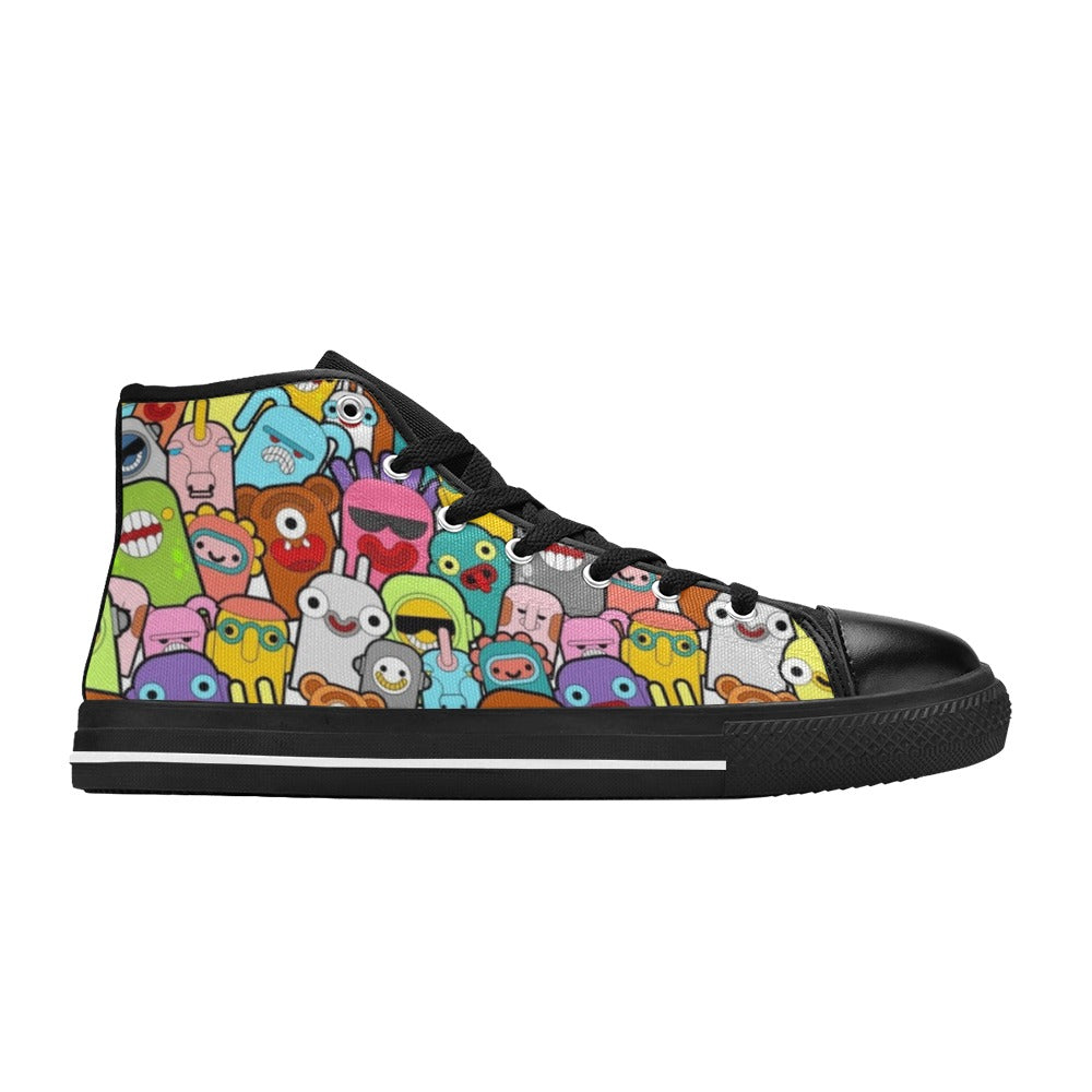 Happy Monsters - Men's High Top Canvas Shoes