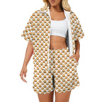 Hamburgers on White Women's Windbreaker Short Set 2XL Women's Windbreaker Short Set Food Printed Offshore