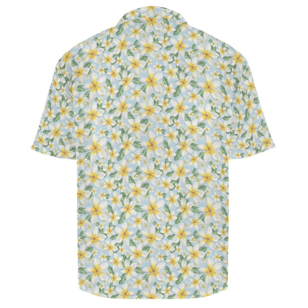 Delicate Frangipani Men's Crinkle Hawaiian Shirt