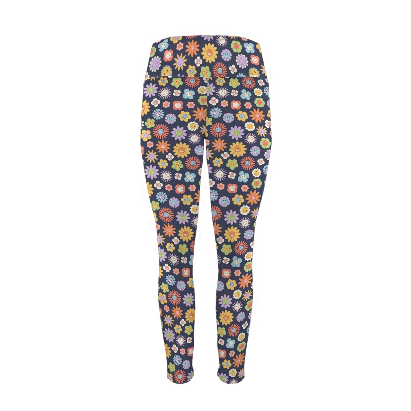 Groovy Flowers Women's High Waist Pockets Yoga Leggings