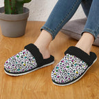 Animal Print In Colour Women's Fur Trim Thick-Sole Indoor Slippers Women's Fur Trimmed Slippers animal Printed Offshore