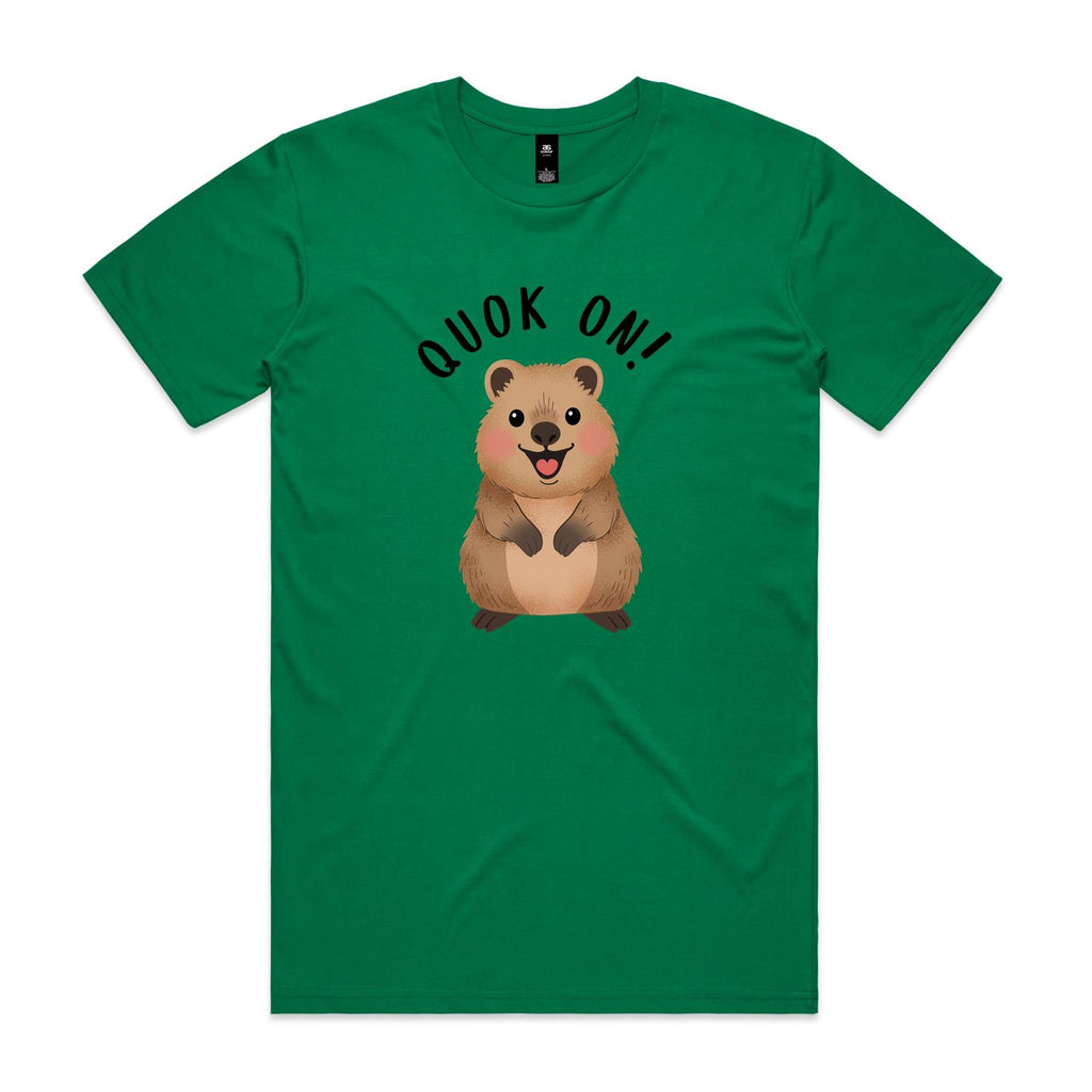 Quokka, Quok On Men's AS Colour T-shirt Kelly Green Mens T-shirt animal Printed In Australia