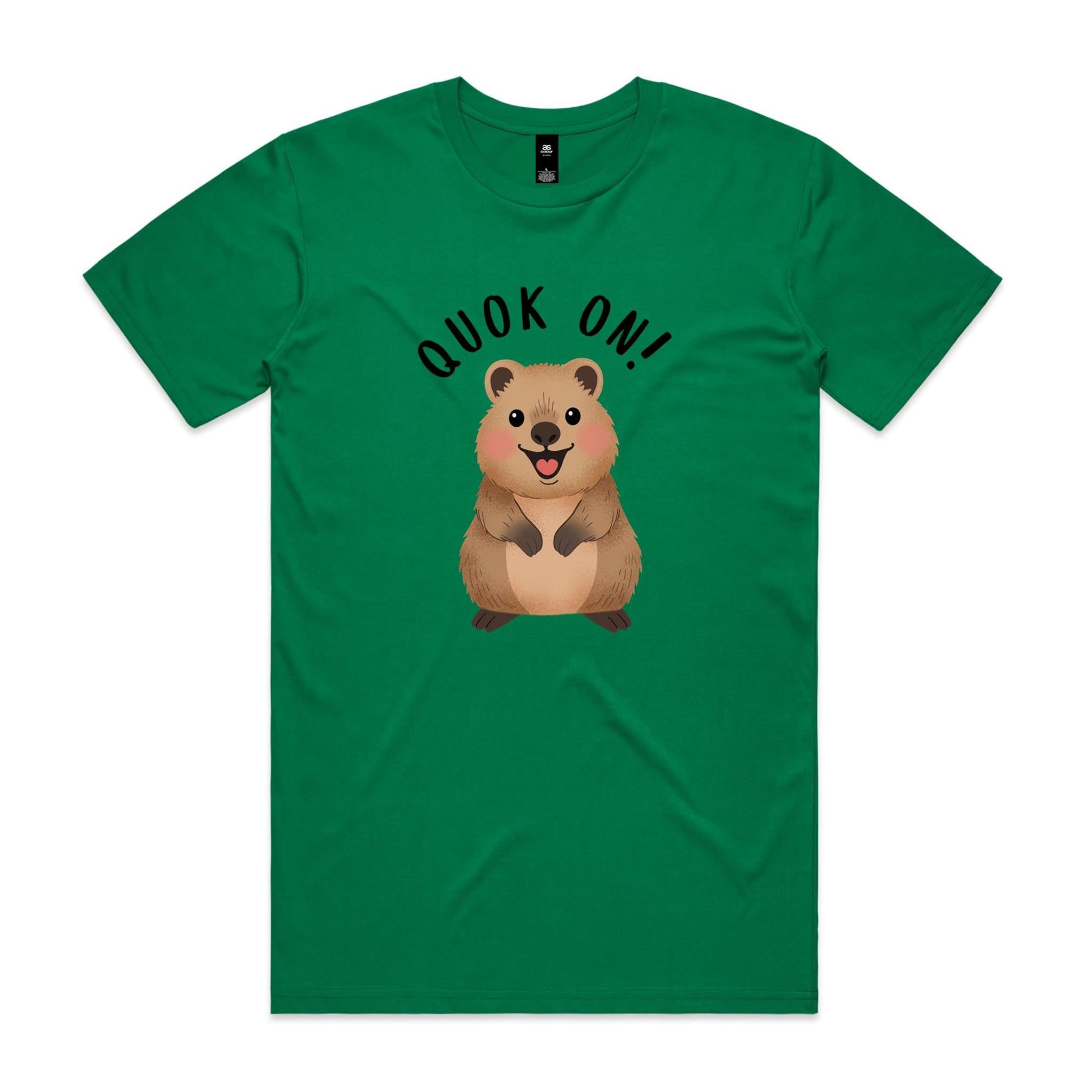 Quokka, Quok On Men's AS Colour T-shirt Kelly Green Mens T-shirt animal Printed In Australia