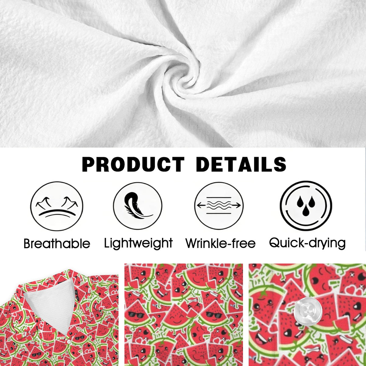 Busy Watermelon Men's Crinkle Hawaiian Shirt