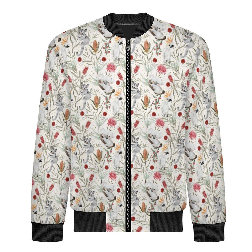 Australian Plants And Animals Men's Casual Zip‑Up Bomber Jacket