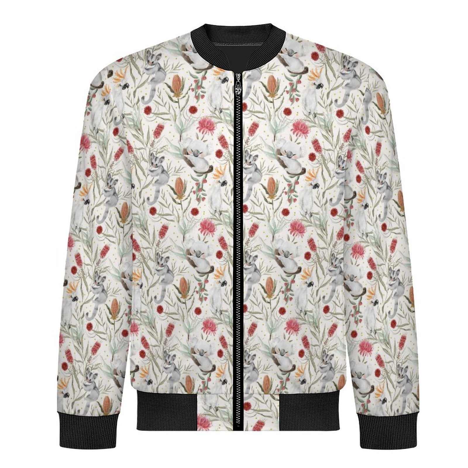 Australian Plants And Animals Men's Casual Zip‑Up Bomber Jacket