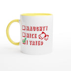 Santa's Christmas List, Naughty, Nice, I Tried - White 11oz Ceramic Mug with Color Inside Ceramic Yellow Christmas Colour Mug Christmas Globally Fulfilled