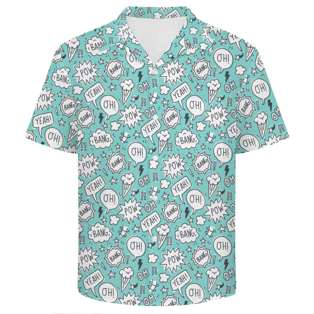 Comic Book Speech Bubbles Men's Crinkle Hawaiian Shirt