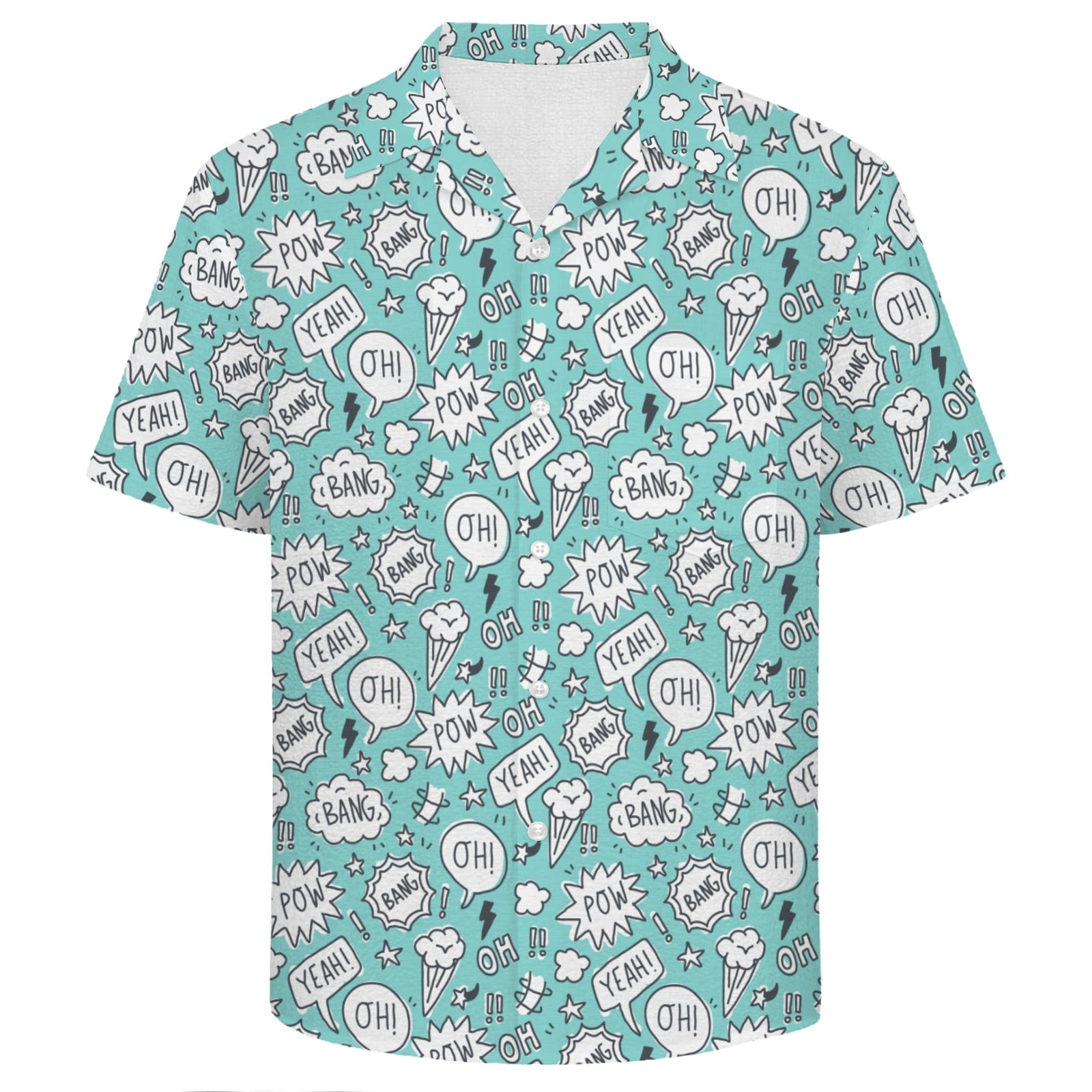 Comic Book Speech Bubbles Men's Crinkle Hawaiian Shirt