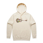 Guitar Reflection In Colour - Mens Hoodie Ecru Mens Hoodie Music Printed In Australia