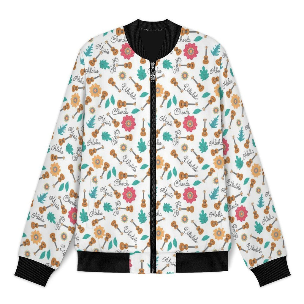 Ukulele Men's Casual Zip‑Up Bomber Jacket