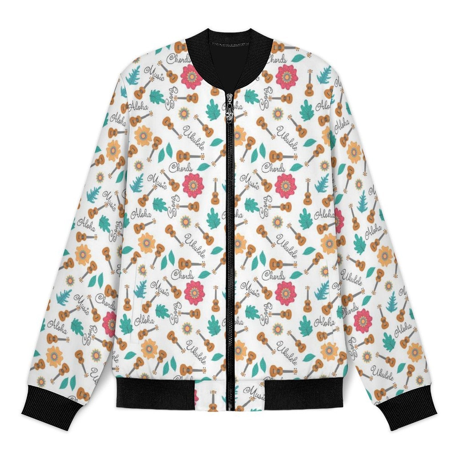 Ukulele Men's Casual Zip‑Up Bomber Jacket