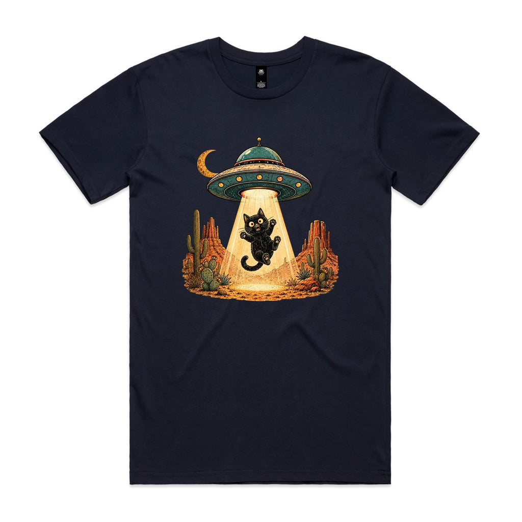 Black Cat Alien UFO Abduction Men's AS Colour T-shirt