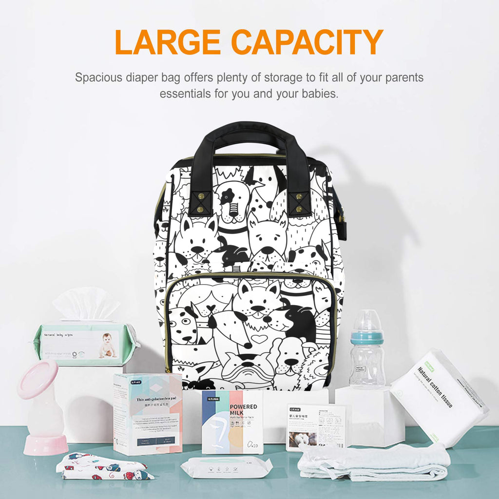 Black And White Dogs - Multi-Function Backpack, Nappy / Diaper Bag