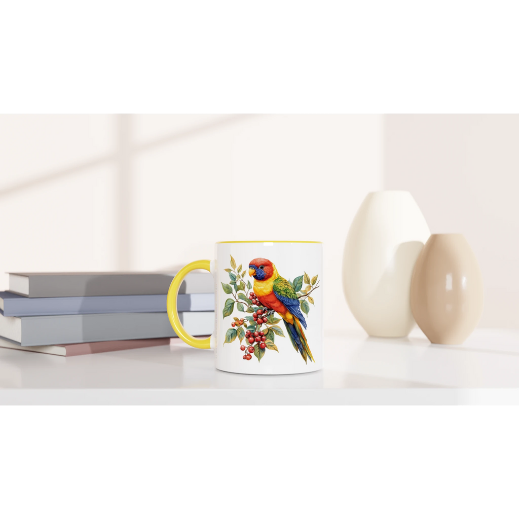 Lorikeet, Australian Birds - 11oz Ceramic Mug With Colour Inside Colour 11oz Mug animal Globally Fulfilled
