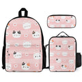 Pink Cats Three Piece Backpack Set white One size Three Piece Backpack Set Printed Offshore