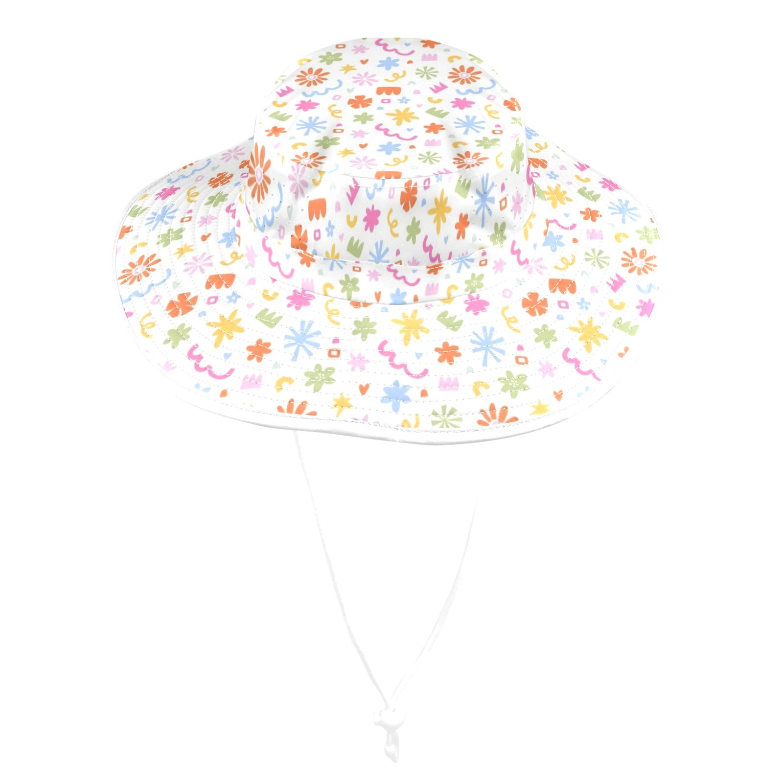 Abstract Colourful Shapes - Wide Brim Bucket Hat