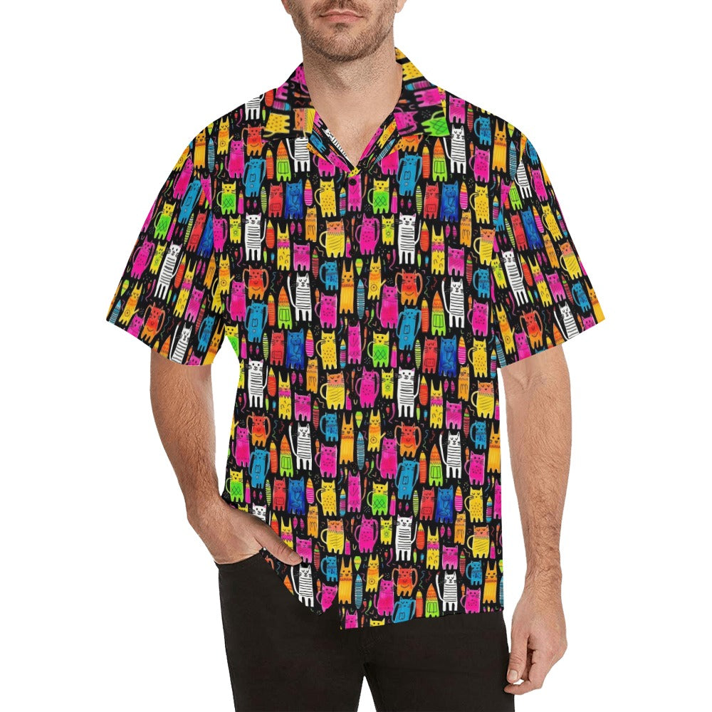 Colourful Cats - Mens Hawaiian Shirt