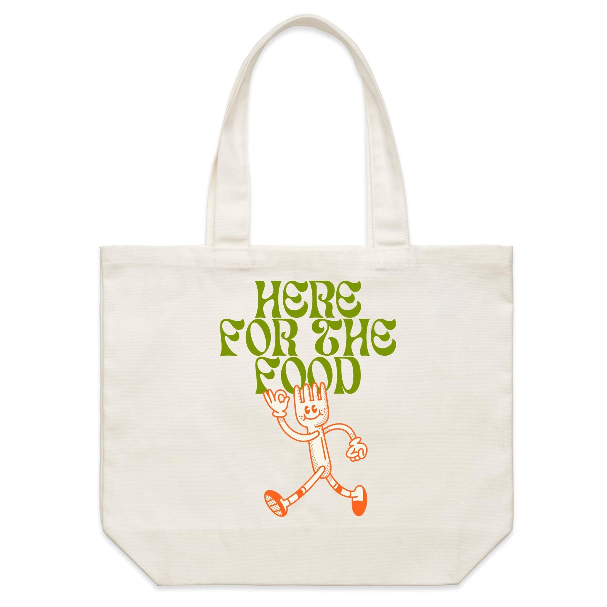 Here For The Food - Shoulder Canvas Tote Bag Default Title Large Tote Bag Food Printed In Australia
