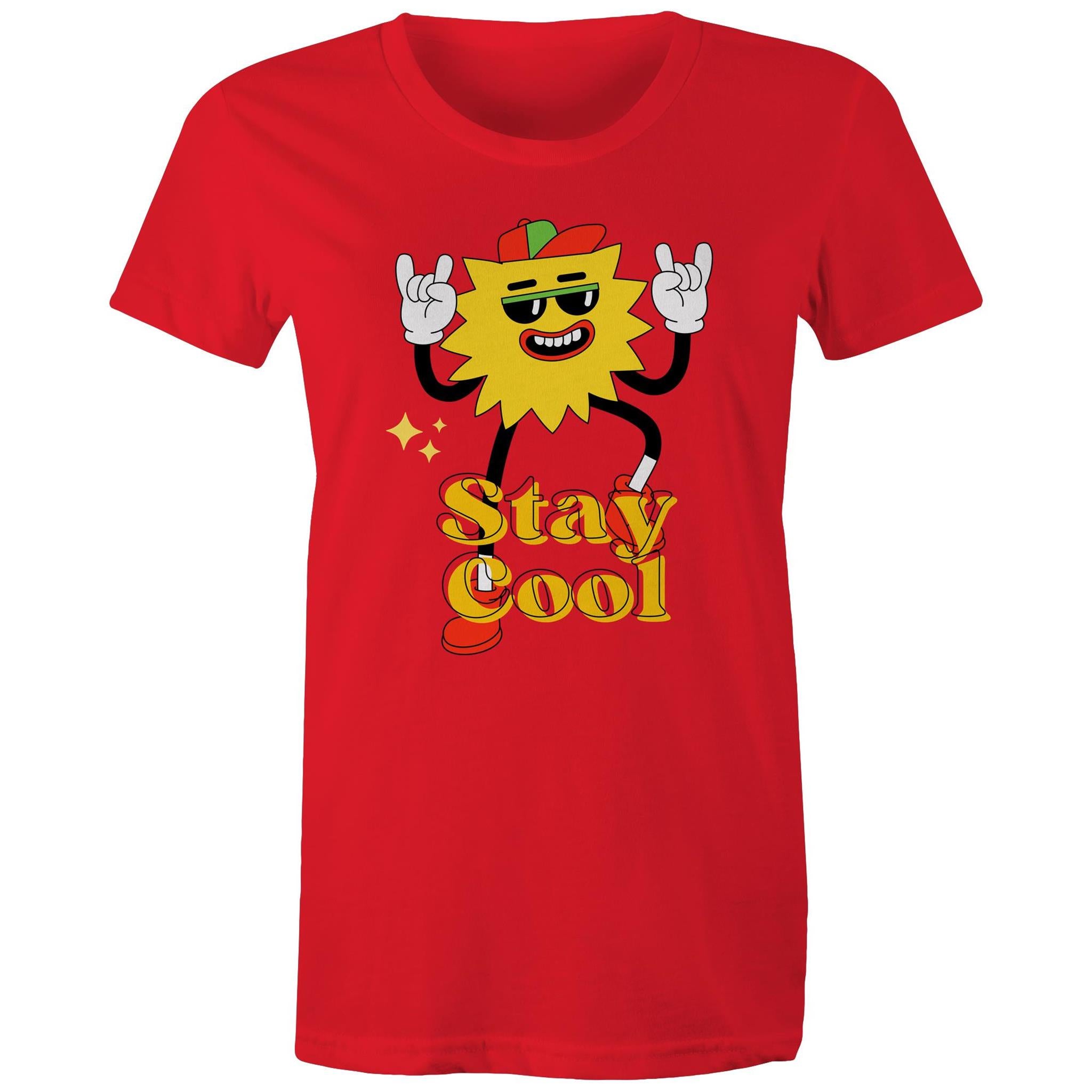 Stay Cool - Womens T-shirt Red Womens T-shirt Printed In Australia